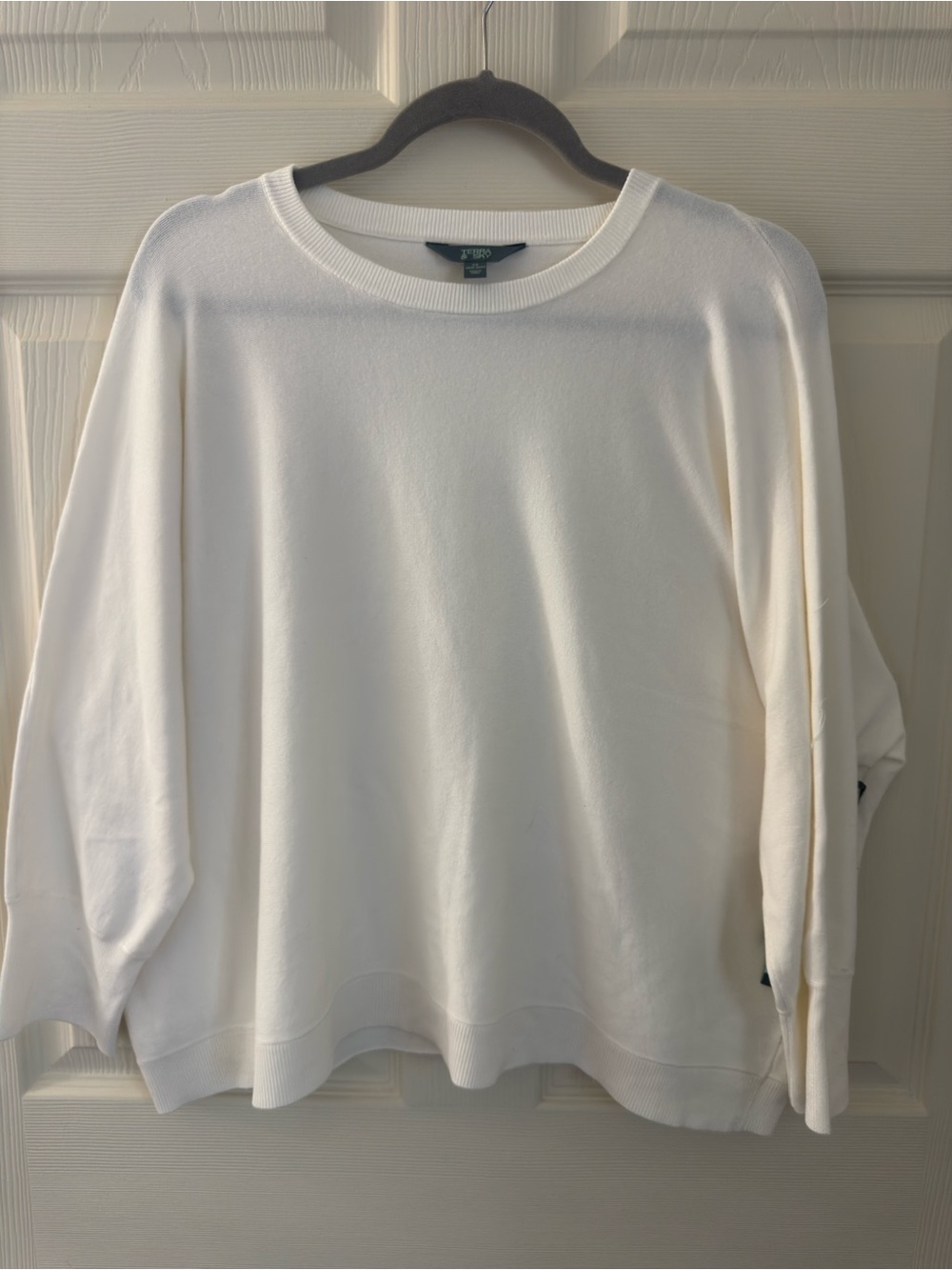White Fine Gauge Dolman Sweater Size 2x 20w-22w